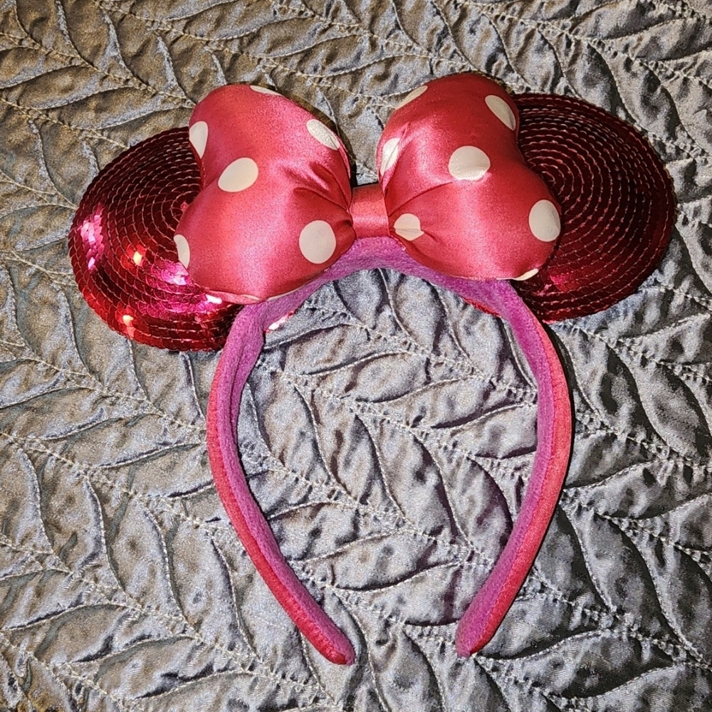 Pink Polka Dot Mouse Ears Headband